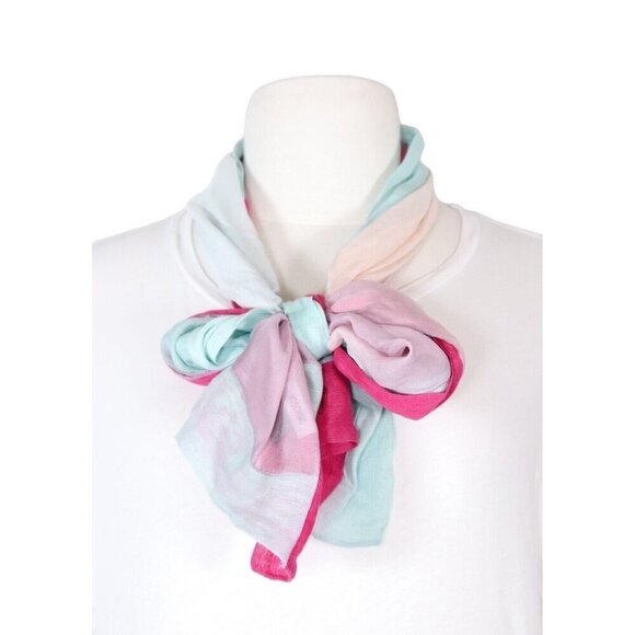 Moschino Larioseta Unisex Blue Pink Scarf Ombre Linen Silk Vintage Oblong Scarf - Picture 1 of 7